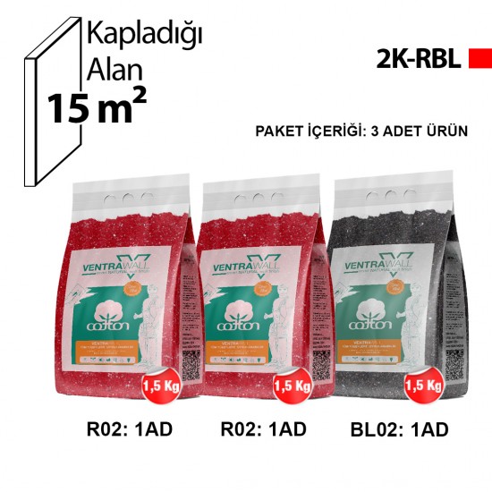 Ventrawall Kırmızı Duvar Kağıdı - Dekoratif Sıva - 2K-RBL - 4.5 Kg