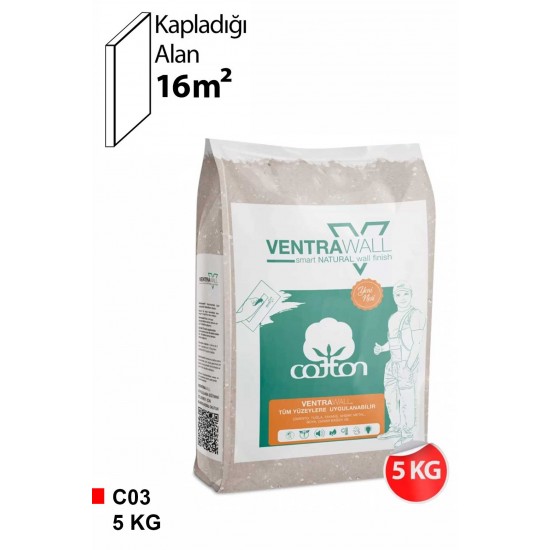 Ventrawall Krem Duvar Kağıdı - Pamuk Sıva - C03 - 5 Kg