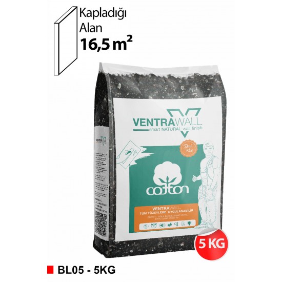 Ventrawall Siyah Duvar Kağıdı - Dekoratif Sıva - BL05 - 5 Kg