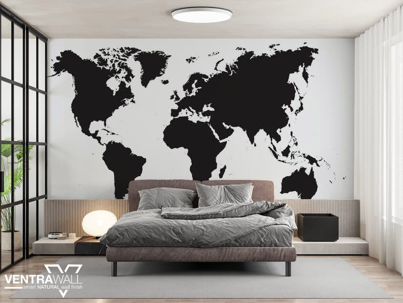 dünya haritası duvar kağıdı yatak odası fikirleri