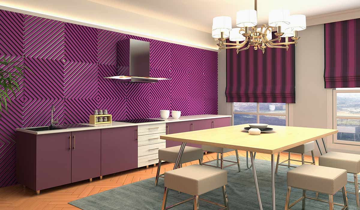 eflatun renk mutfak tasarımı 