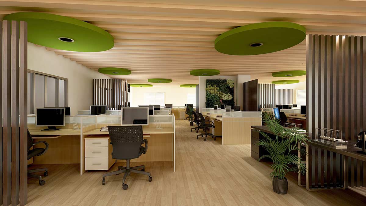 yeşil tavan desenli ofis 