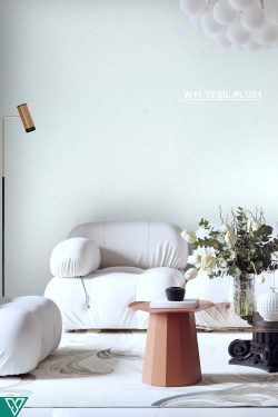 Ventrawall W11-YEŞİL-PLUS1-5KG– Yalıtımlı Sürülen mineral taşlı Beyaz Duvar Kağıdı
